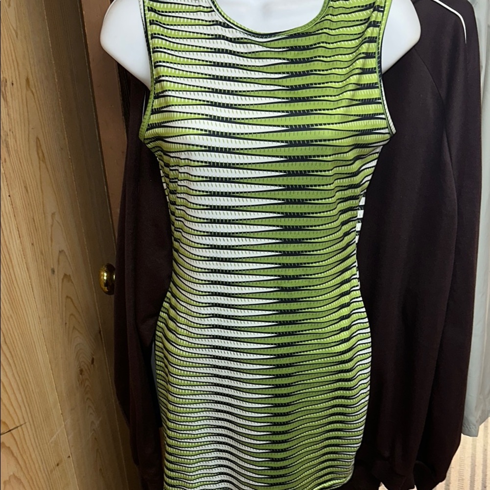 SHEIN Green and Black Striped Mini Dress